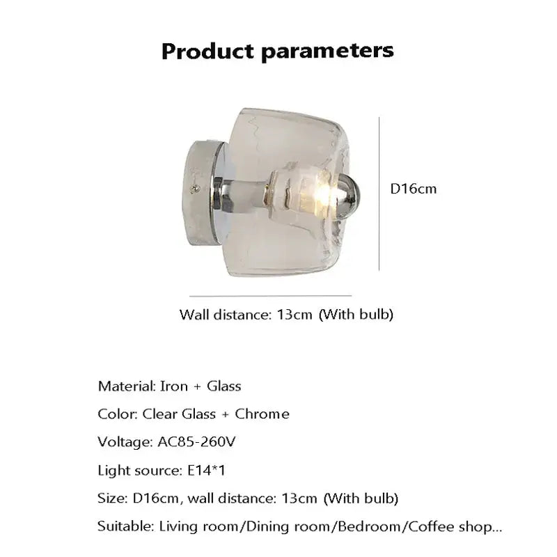 Bauhaus led wall sconces clear ridged glass aisle light