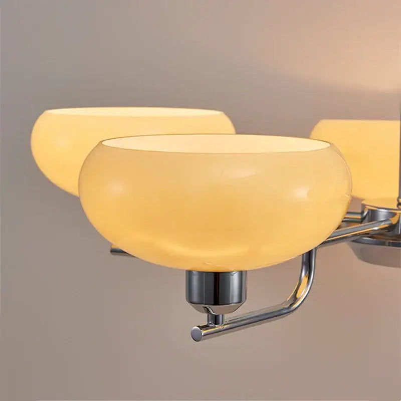 Bauhaus medieval chandelier chrome & frosted glass living room light