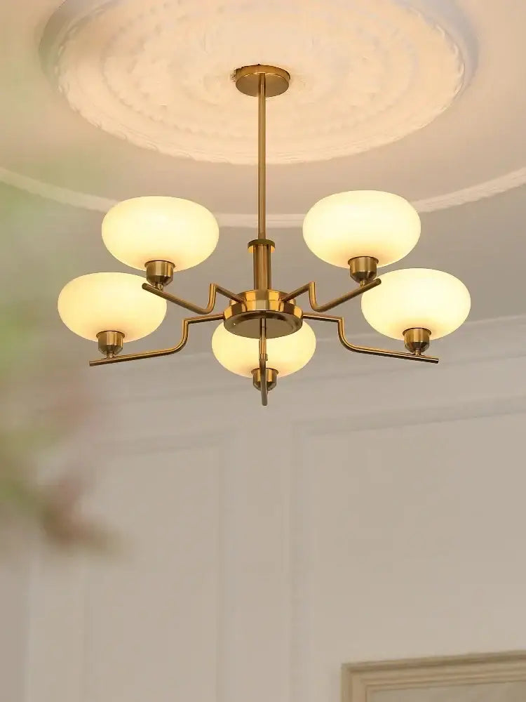 Bauhaus medieval chandelier chrome & frosted glass living room light