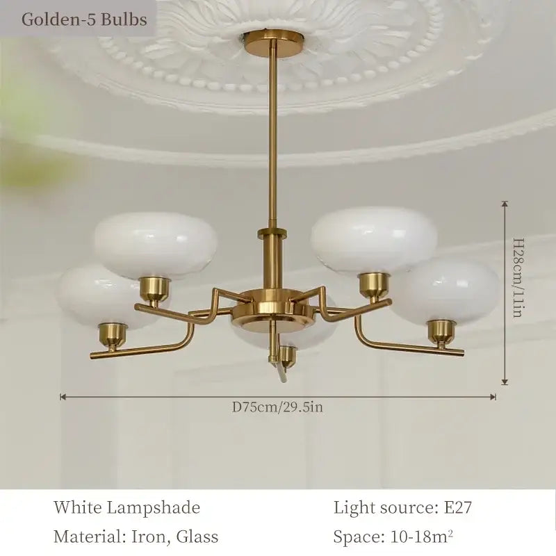 Bauhaus medieval chandelier chrome & frosted glass living room light