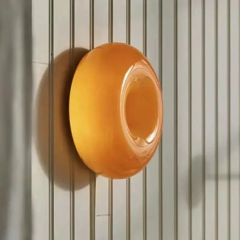 Bauhaus orange glass table lamp for bedroom donut desk light