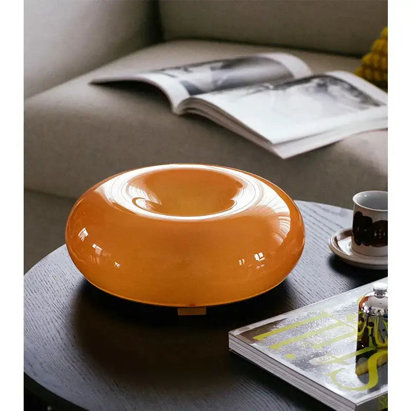 Bauhaus orange glass table lamp for bedroom donut desk light