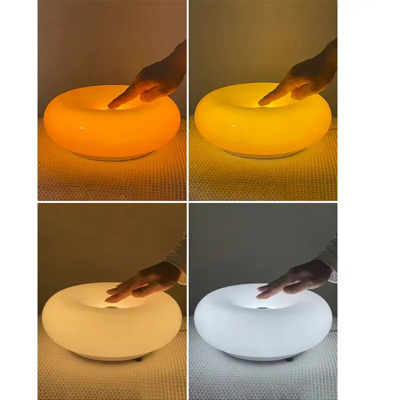 Bauhaus orange glass table lamp for bedroom donut desk light
