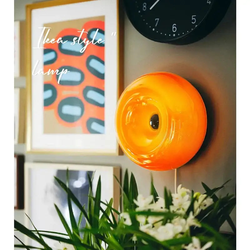 Bauhaus orange glass table lamp for bedroom donut desk light