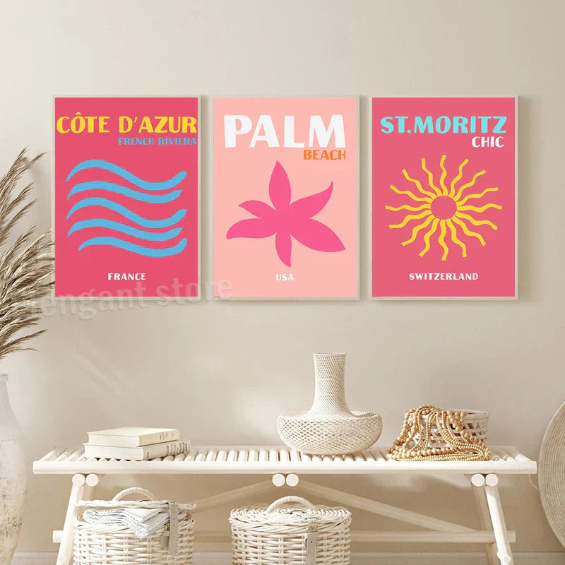 DecorBites™ Beach Travel Posters for Home Decor