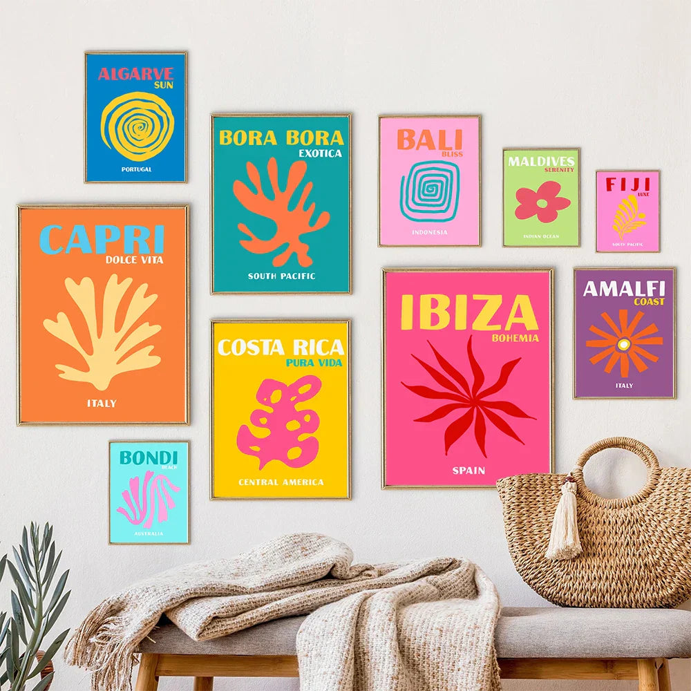 DecorBites™ Beach Travel Posters for Home Decor