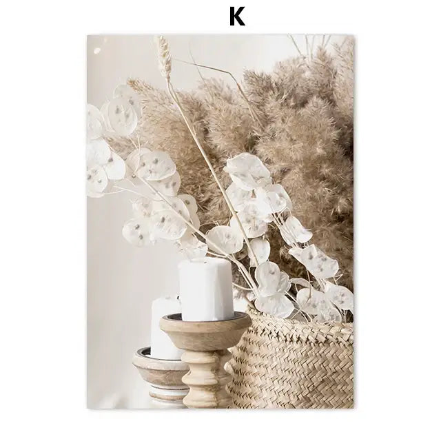 Beige Flower Grass Canvas Art