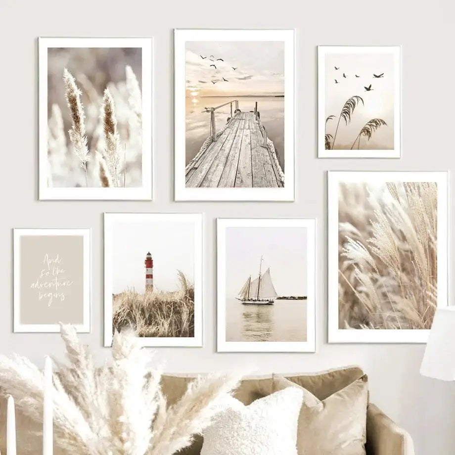 Beige Flower Grass Canvas Art