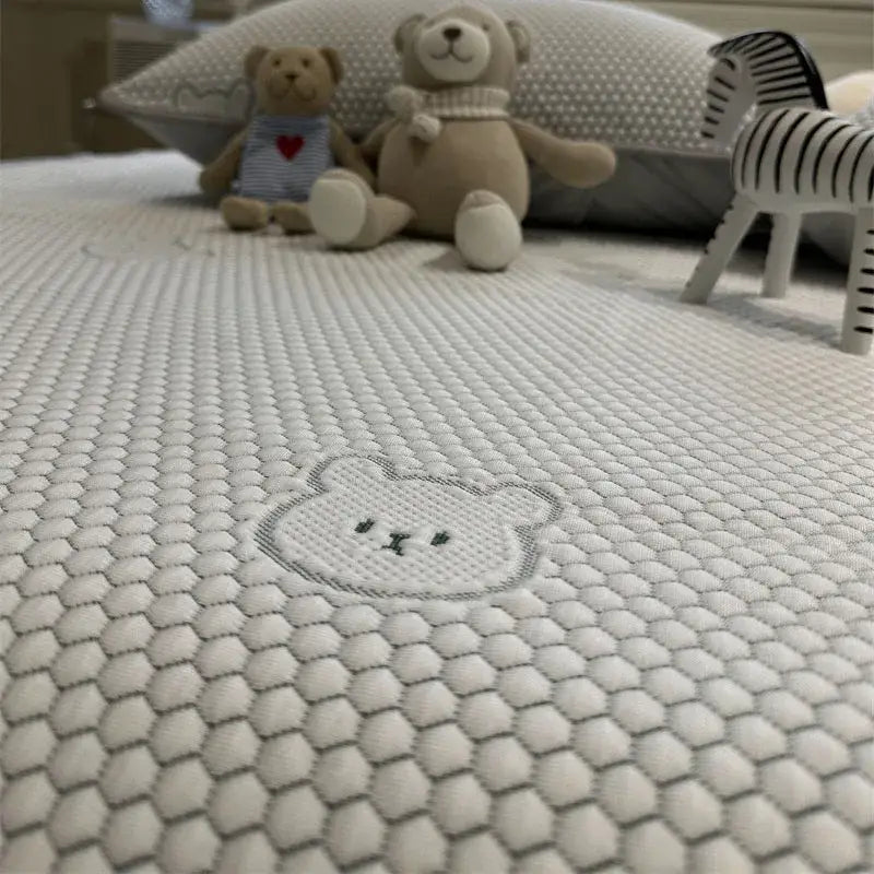 Beige honeycomb bear decorbites cooling ice bean sheet set bedroom