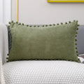 Beige knitted pompom decorative pillow cover living room decor