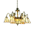 Beige Tiffany Glass Pendant Chandelier