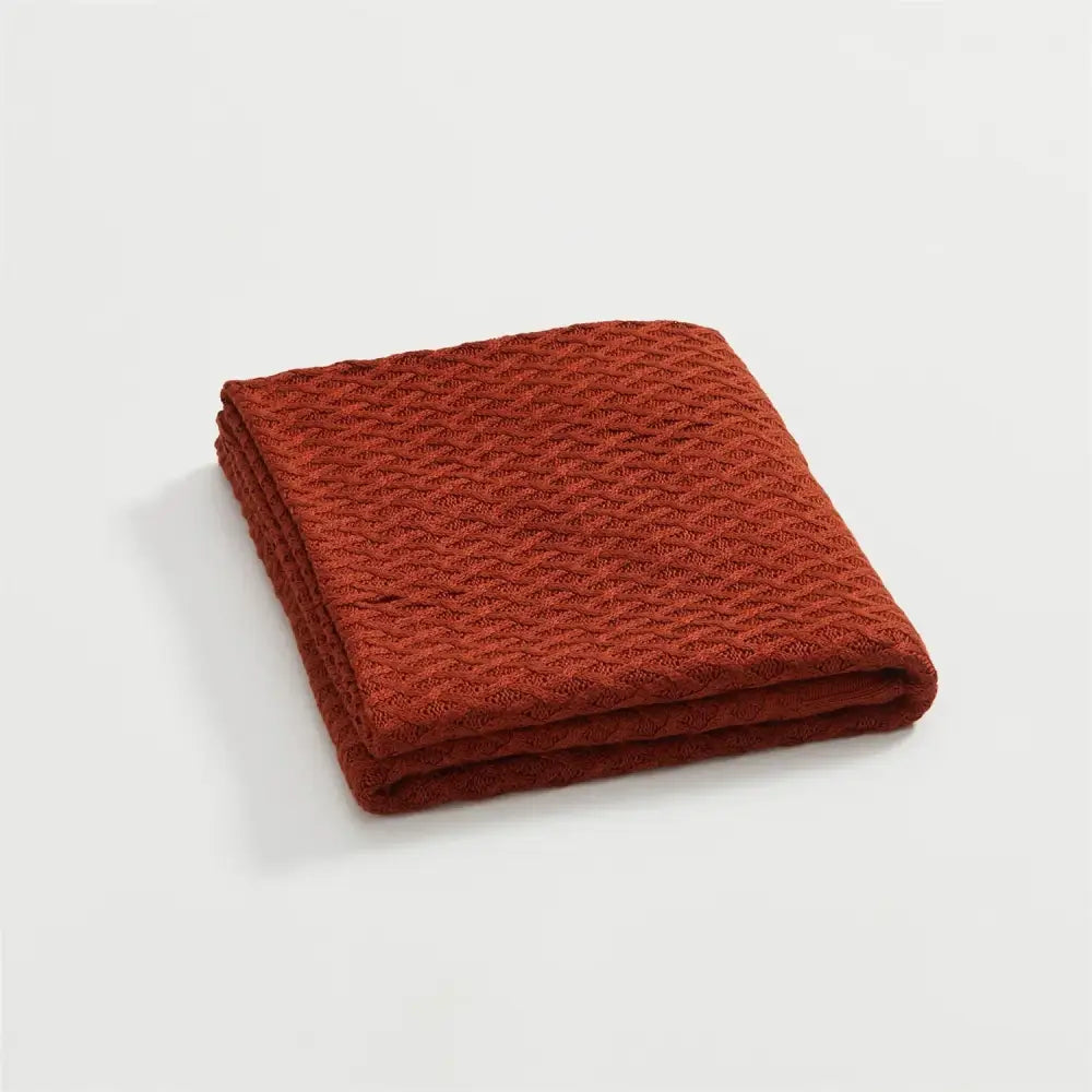 Beige & wine knitted bamboo cool summer air conditioning blanket bedroom