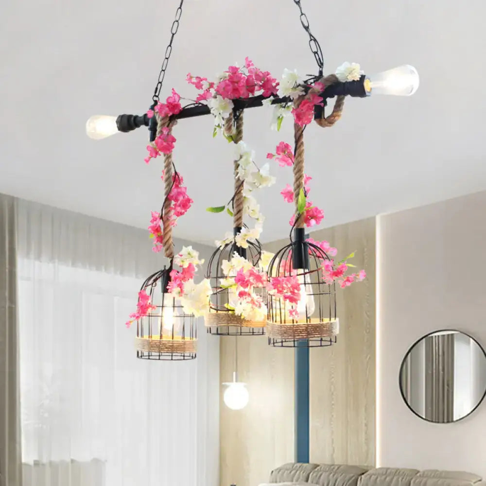 Birdcage Rope Pendant Light Fixture