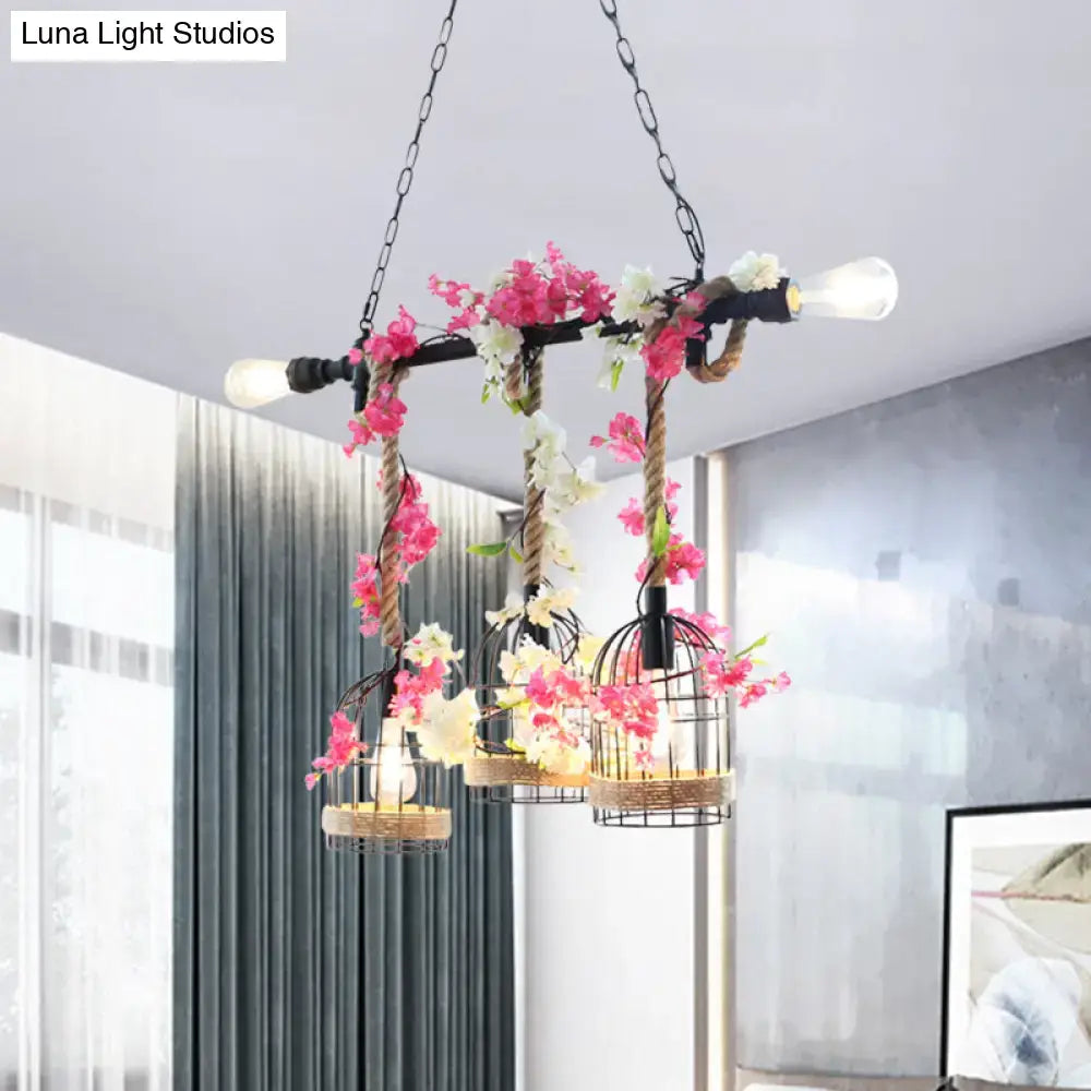 Birdcage Rope Pendant Light Fixture