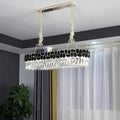 Elegant DecorBites black 8-head island lamp with sleek chrome frame and modern clear crystal prisms and accents