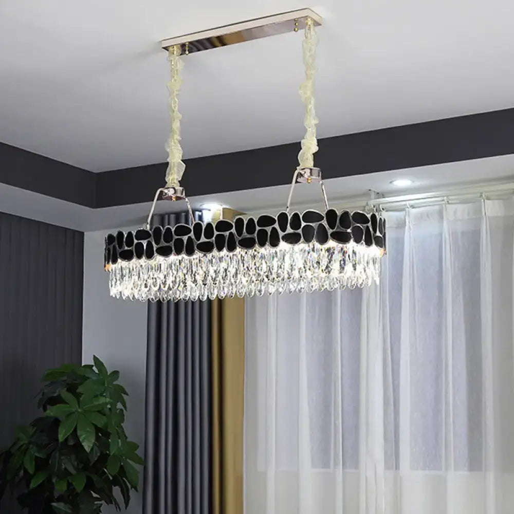 Black 8-Head Island Lamp Crystal Prisms