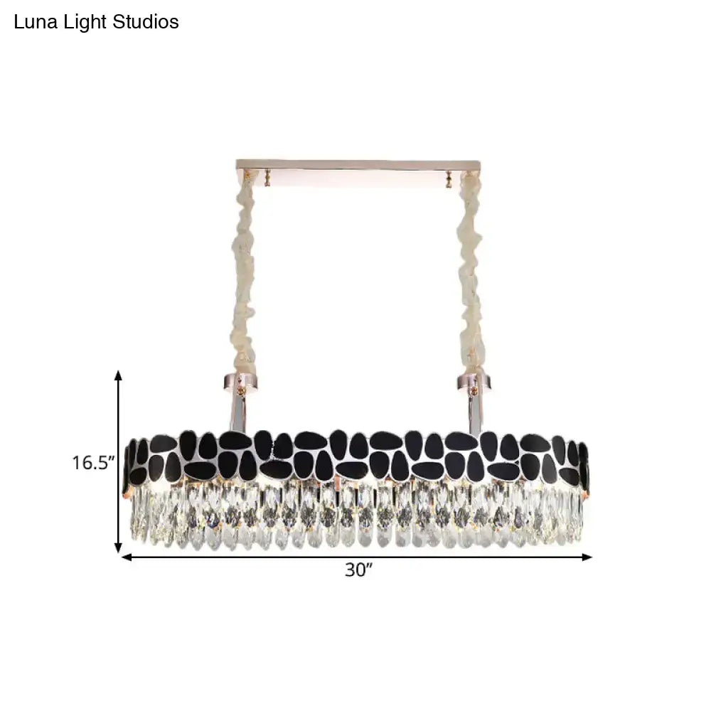 Black 8-Head Island Lamp Crystal Prisms