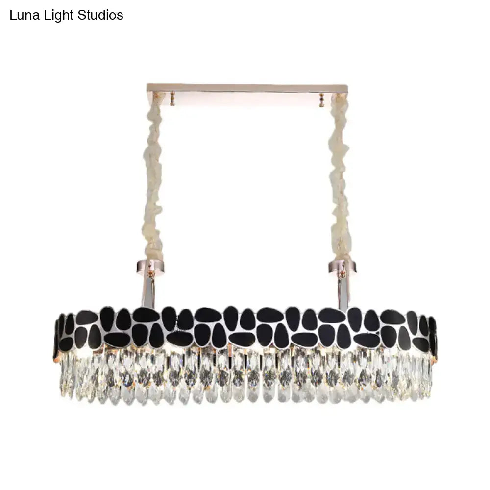 Black 8-Head Island Lamp Crystal Prisms