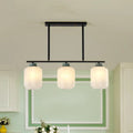 Decorbites black metal frame pendant light with three cream glass frosted pendant lights for island lamp use