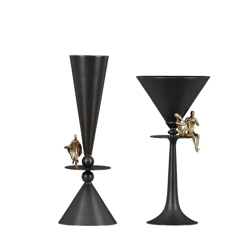 Black and gold bronze flower vase dining room cocktail glasses