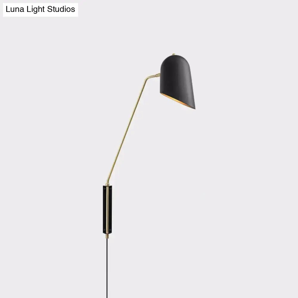 Black and gold reading light metal shade bedroom wall sconce