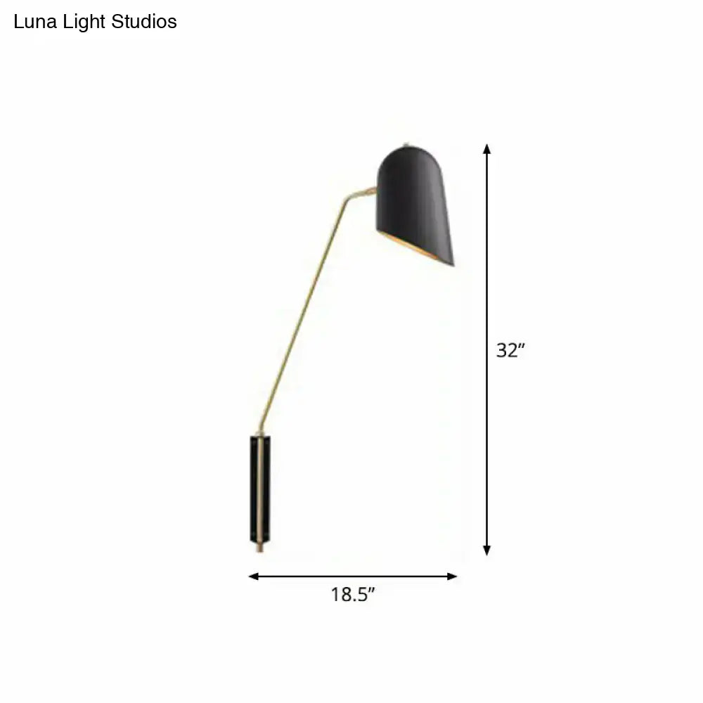 Black and gold reading light metal shade bedroom wall sconce
