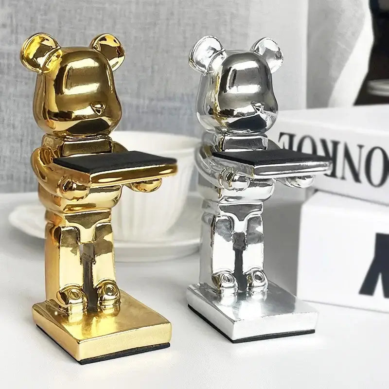 Black and iridescent purple cartoon bear watch stand bedroom decor