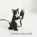 Black and white cat resin table lamp bedroom decor