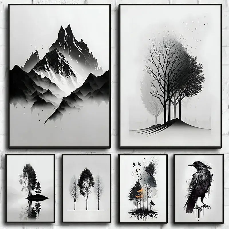 Black and White Landscape Wall Art
