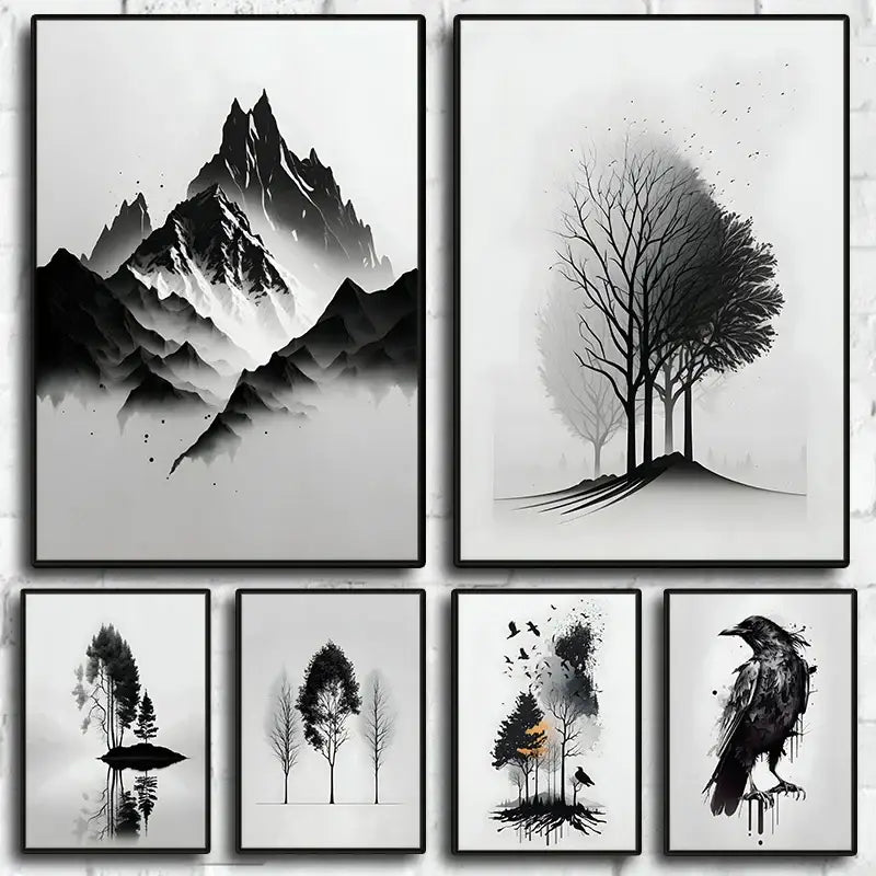 Black and White Landscape Wall Art