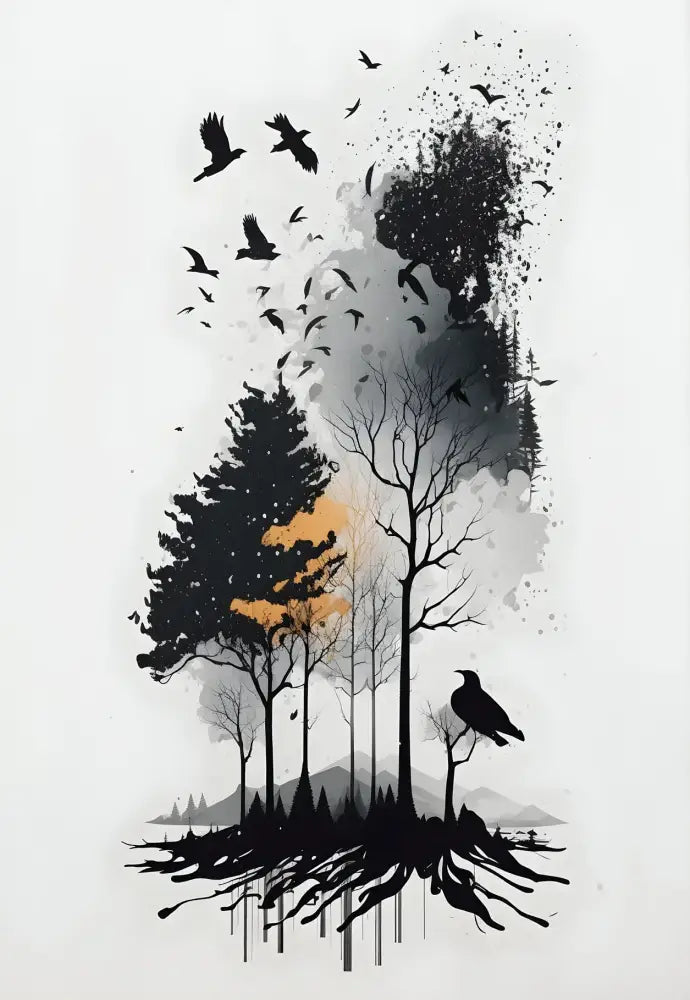 Black and White Landscape Wall Art