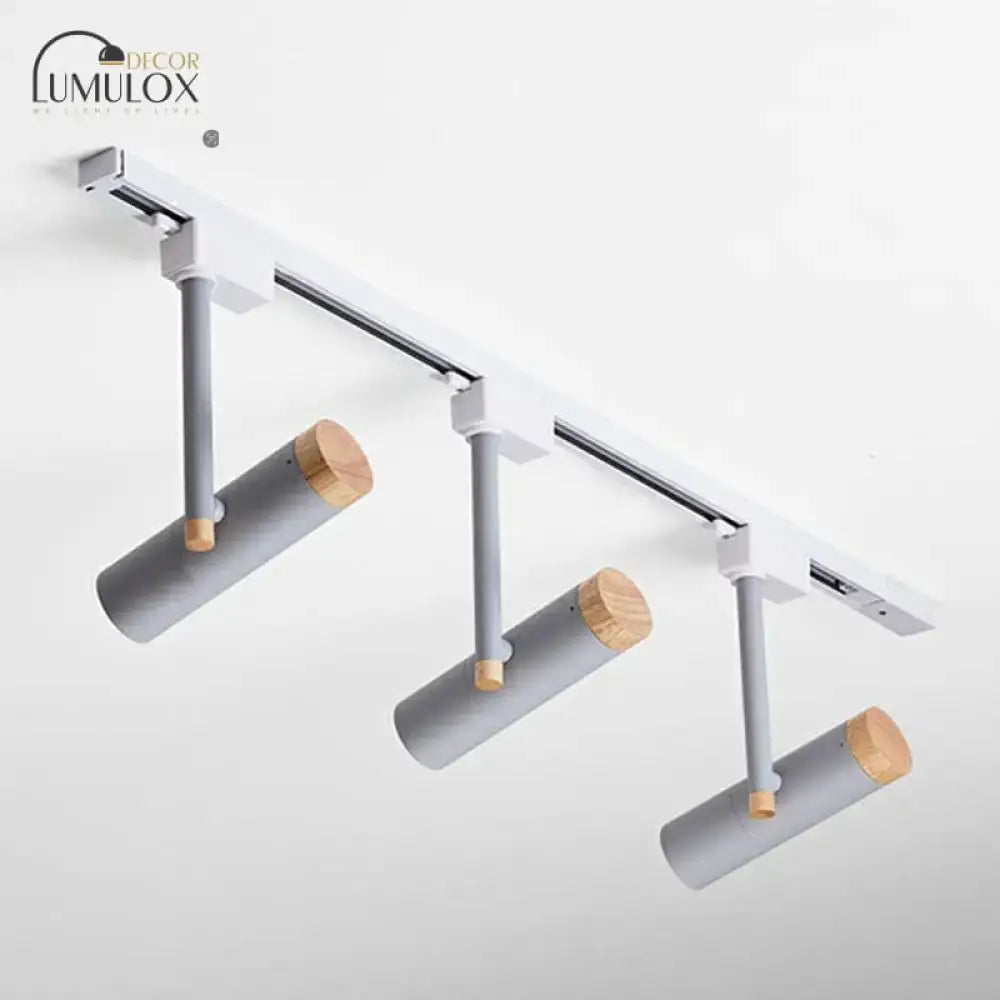Black and wood 3 light track lighting – kitchen metallic spotlight