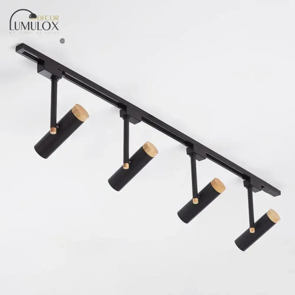 Black and wood 3 light track lighting – kitchen metallic spotlight