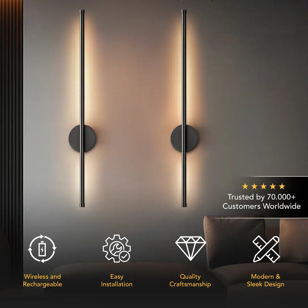 Black Battery Operated Wall Sconces Set