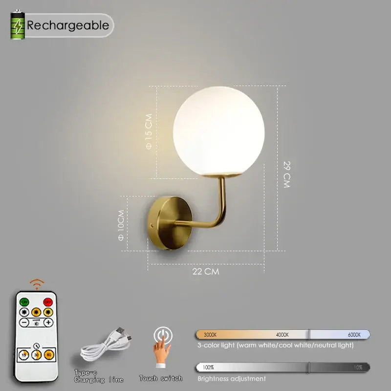 Black Battery Wall Sconces Remote
