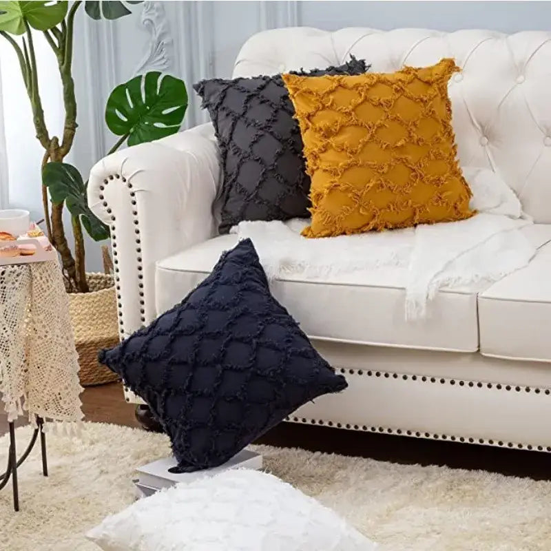 Black boho lumbar pillow cover bedroom textured woven decor
