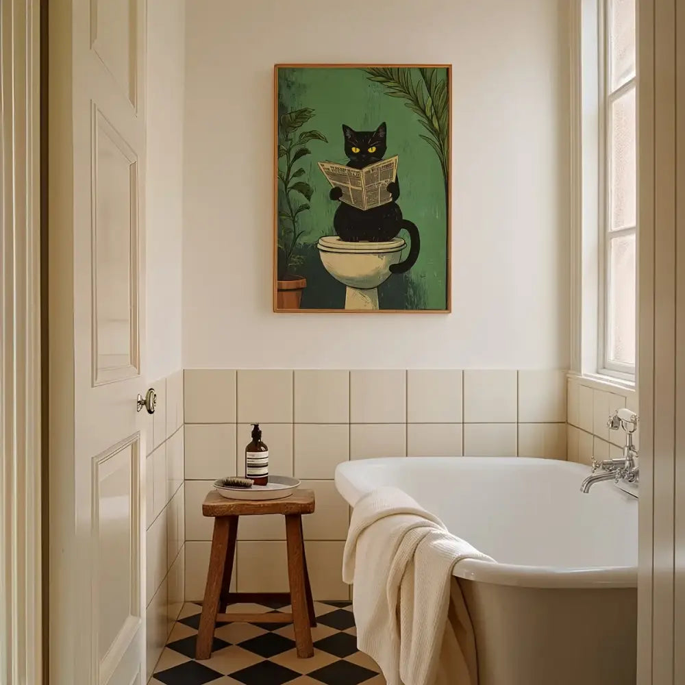 Black Cat Bathroom Wall Art Set