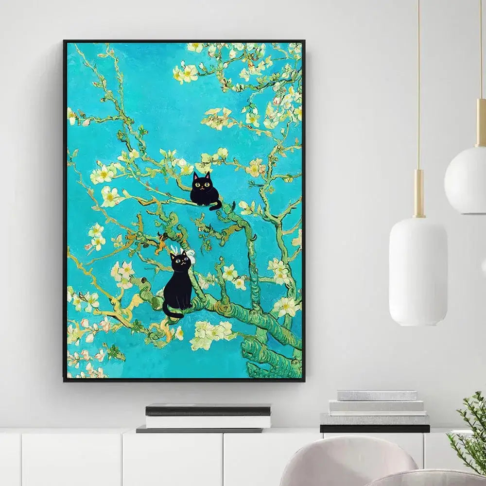 Black Cat Canvas Wall Art