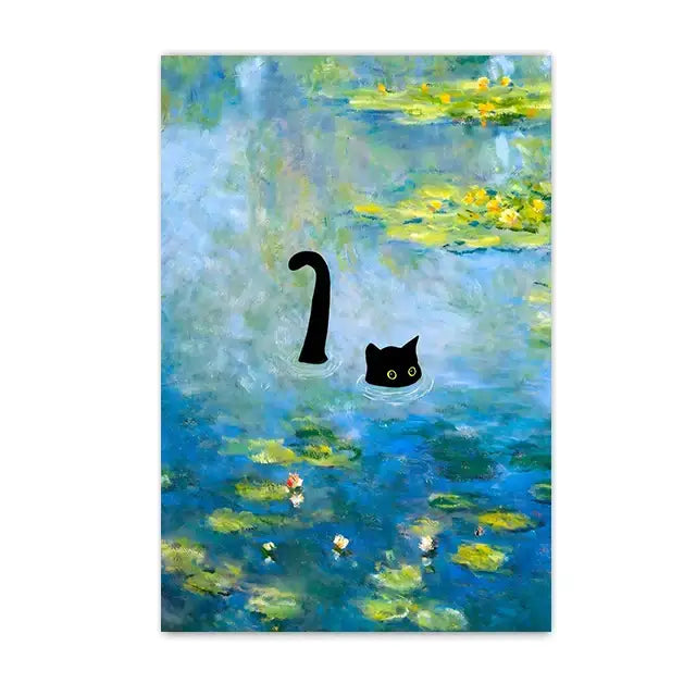 Black Cat Canvas Wall Art