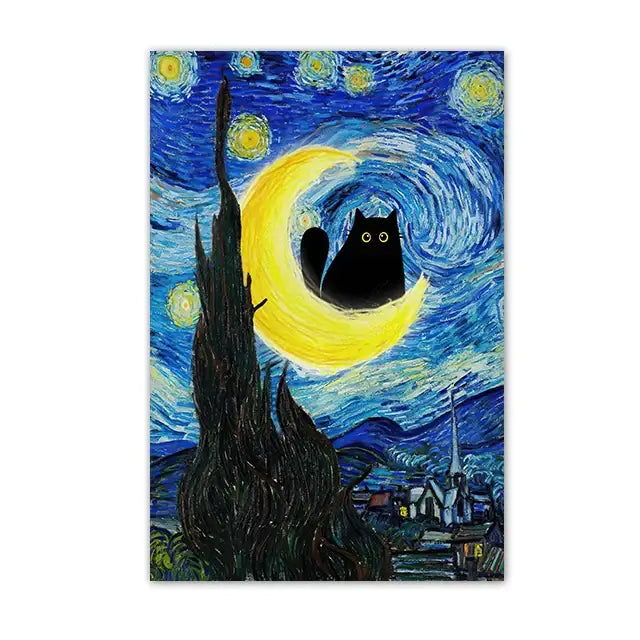 Black Cat Canvas Wall Art