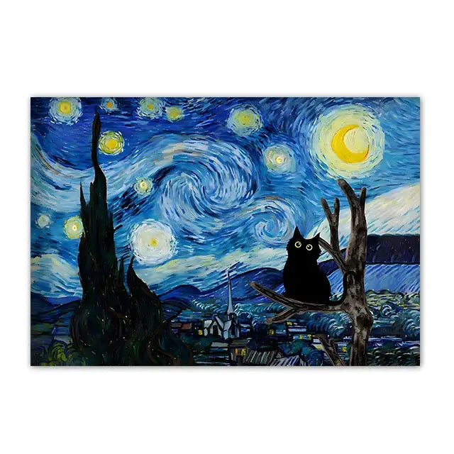 Black Cat Canvas Wall Art