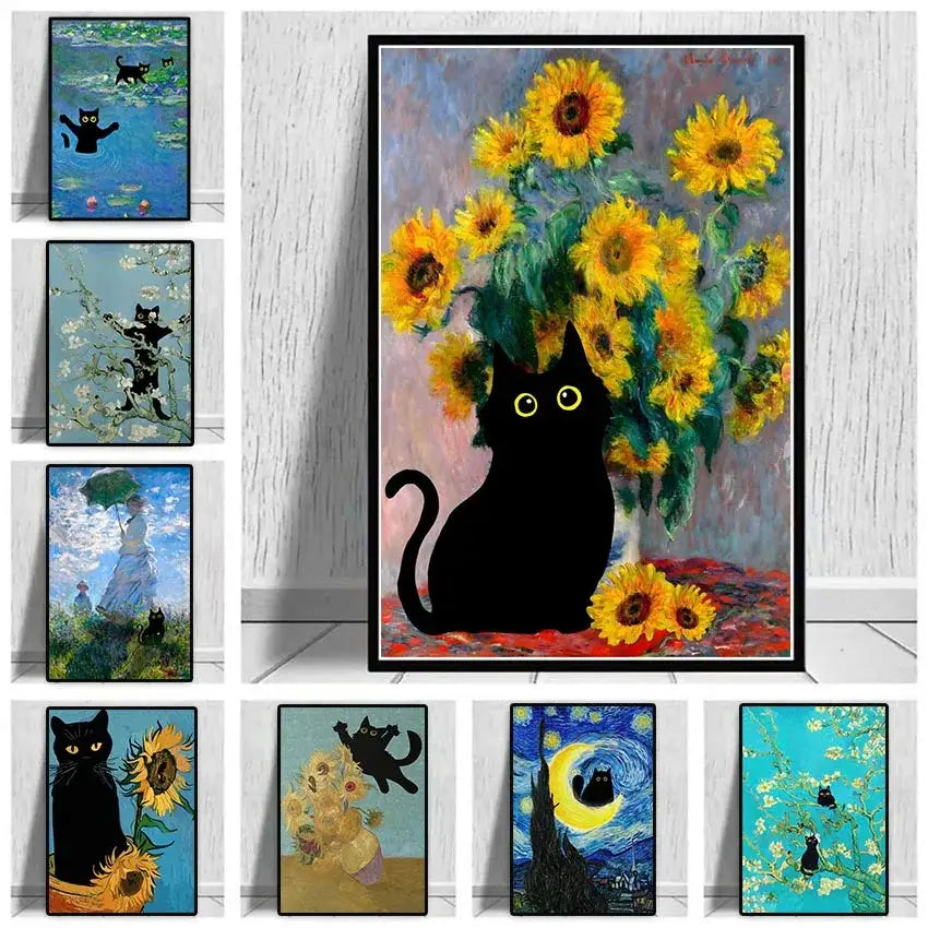Black Cat Canvas Wall Art