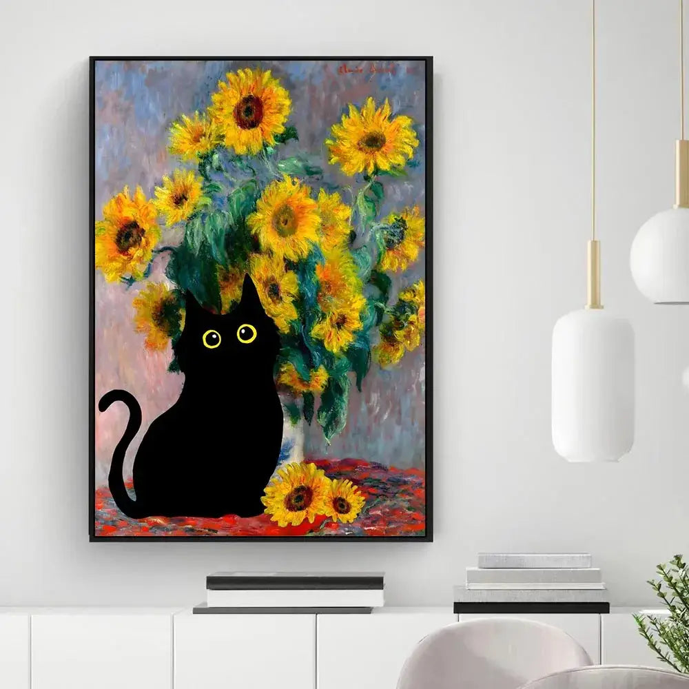 Black Cat Canvas Wall Art