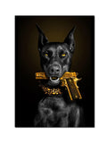 Black Doberman Dog Canvas Art
