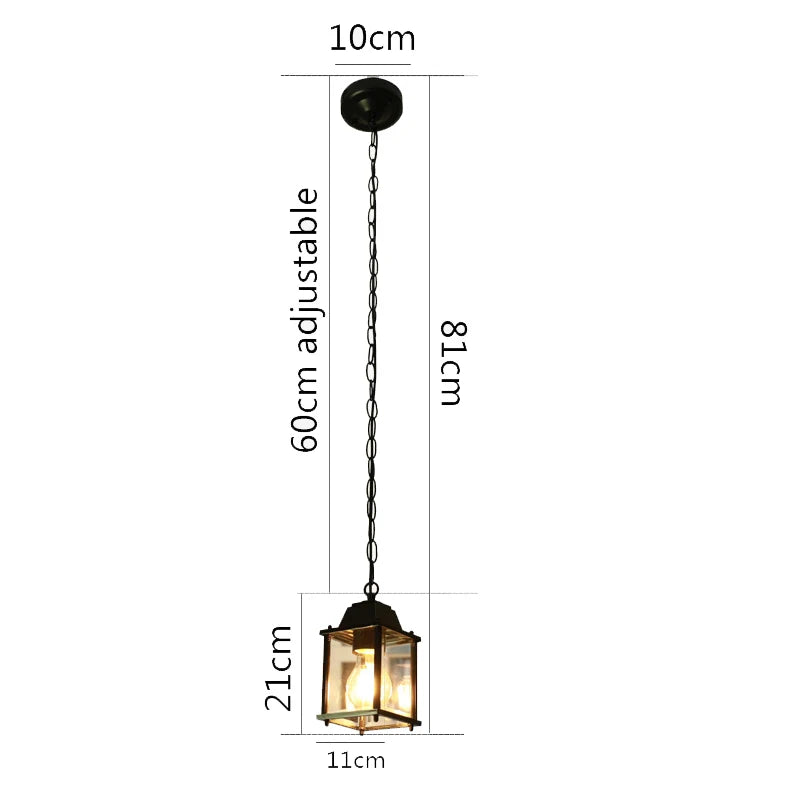 Black European Outdoor Lantern Pendant Light