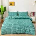 Black & gray zigzag stripe flower cut duvet cover bedroom set