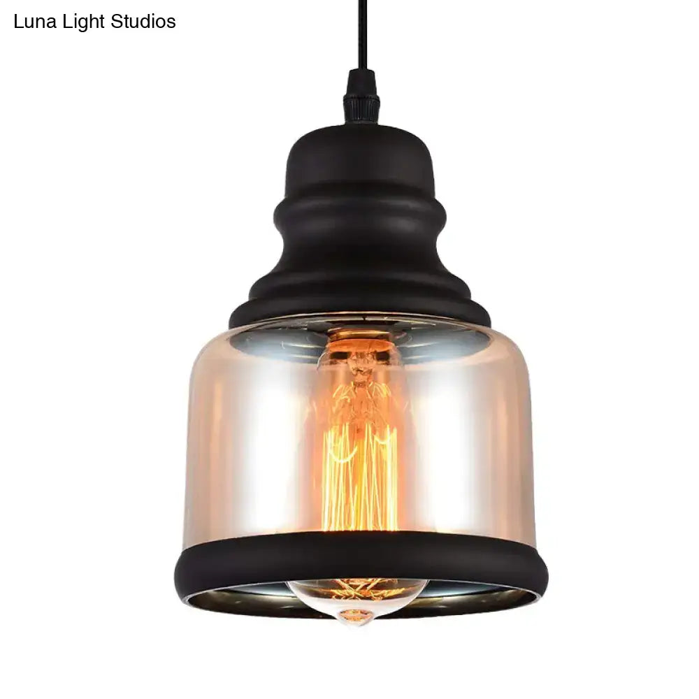 Black Industrial Pendant Light Clear Glass