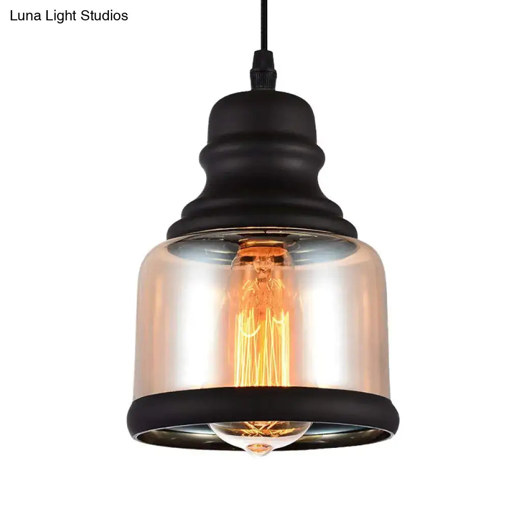Black Industrial Pendant Light Clear Glass