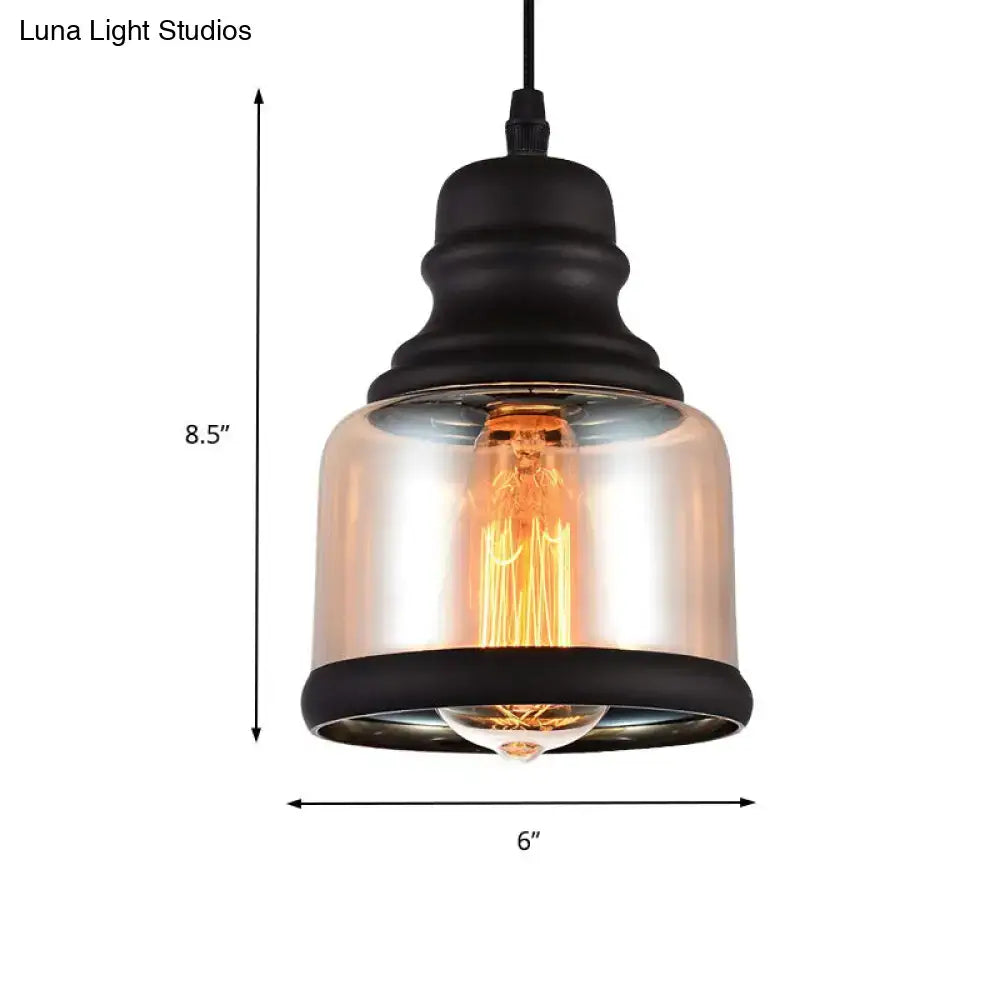 Black Industrial Pendant Light Clear Glass
