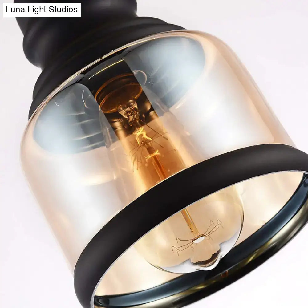 Black Industrial Pendant Light Clear Glass